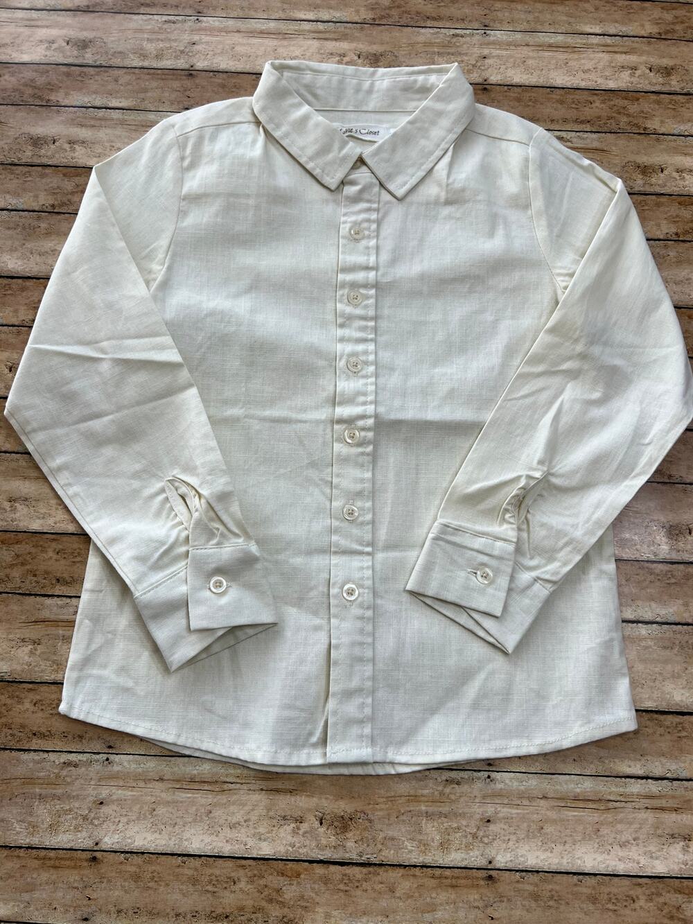 My Three Sons by Evie's Closet Cream Button Up Shirt 8y